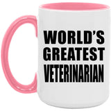 World's Greatest Veterinarian - 15oz Accent Mug Pink