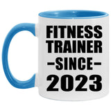 Fitness Trainer Since 2023 - 11oz Accent Mug Blue
