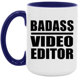 Badass Video Editor - 15oz Accent Mug Purple
