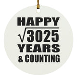 Happy 55th Anniversary Square Root of 3025 Years & Counting - Circle Ornament