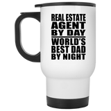 Real Estate Agent By Day World's Best Dad By Night - White Travel Mug