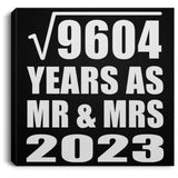 98th Anniversary Square Root of 9604 Years As Mr & Mrs 2023 - Canvas Square