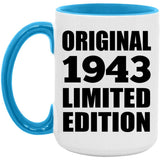 81st Birthday Original 1943 Limited Edition - 15oz Accent Mug Blue