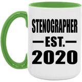 Stenographer Established EST. 2020 - 15oz Accent Mug Green