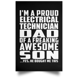 Proud Electrical Technician Dad Of Awesome Son - Poster Portrait