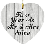 First Year As Mr & Mrs Silva - Heart Ornament F