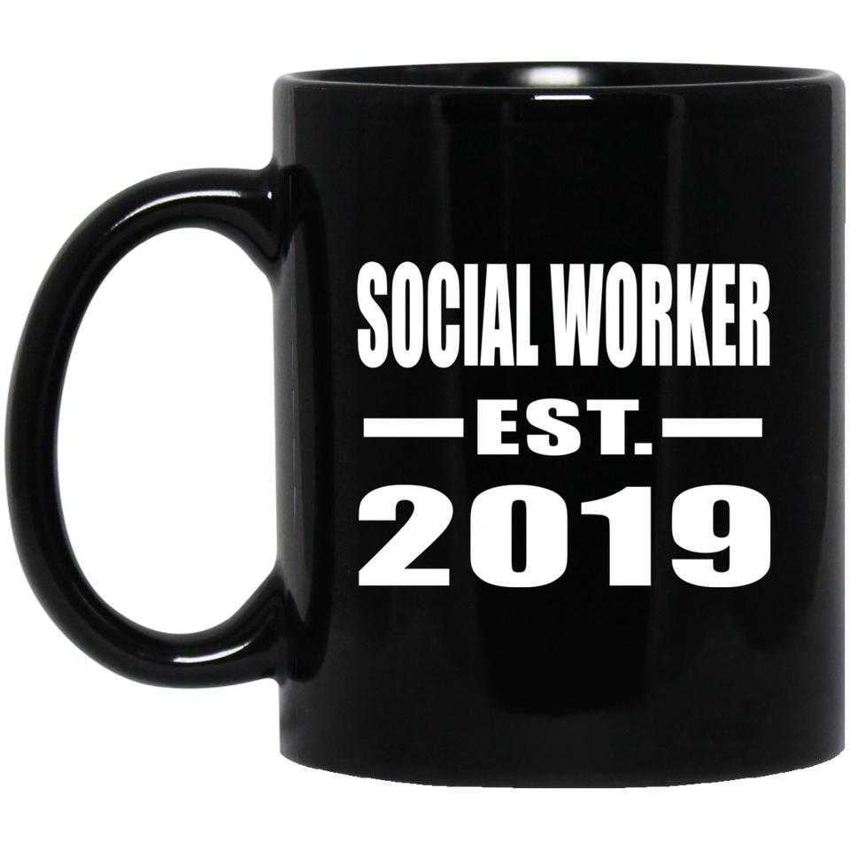 Social Worker Established EST. 2019 - 11oz Coffee Mug Black