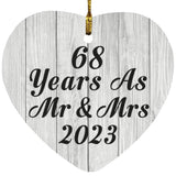 68th Anniversary 68 Years As Mr & Mrs 2023 - Heart Ornament F