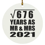 26th Anniversary Square Root of 676 Years As Mr & Mrs 2021 - Circle Ornament