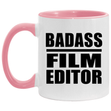Badass Film Editor - 11oz Accent Mug Pink