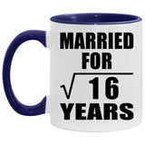 4th Anniversary Married For Square Root of 16 Years - 11oz Accent Mug Purple