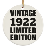 102nd Birthday Vintage 1922 Limited Edition - Circle Ornament