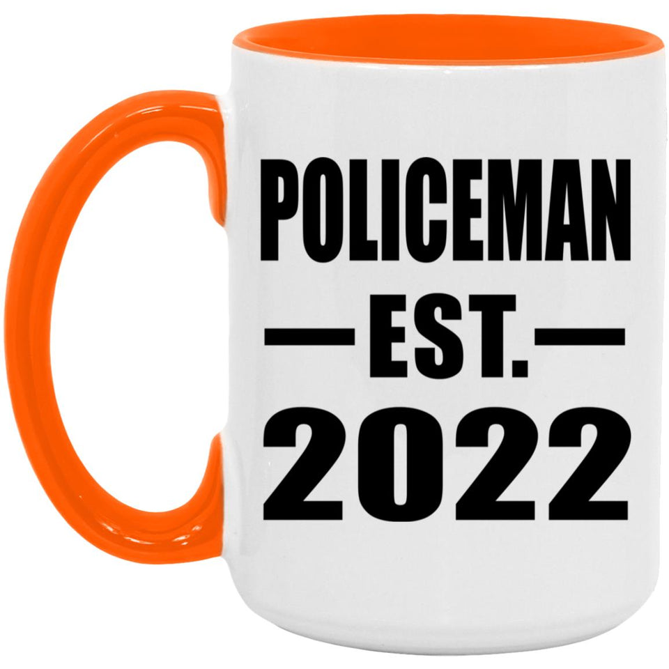 Policeman Established EST. 2022 - 15oz Accent Mug Orange