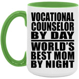 Vocational Counselor By Day World's Best Mom By Night - 15oz Accent Mug Green