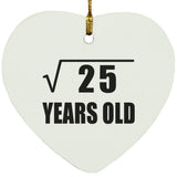 5th Birthday Square Root of 25 Years Old - Heart Ornament