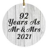 92nd Anniversary 92 Years As Mr & Mrs 2021 - Circle Ornament F