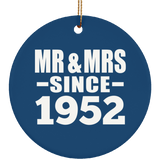 72nd Anniversary Mr & Mrs Since 1952 - Circle Ornament