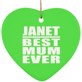 Janet Best Mum Ever - Heart Ornament