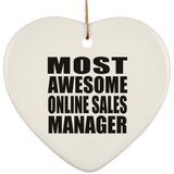 Most Awesome Online Sales Manager - Heart Ornament