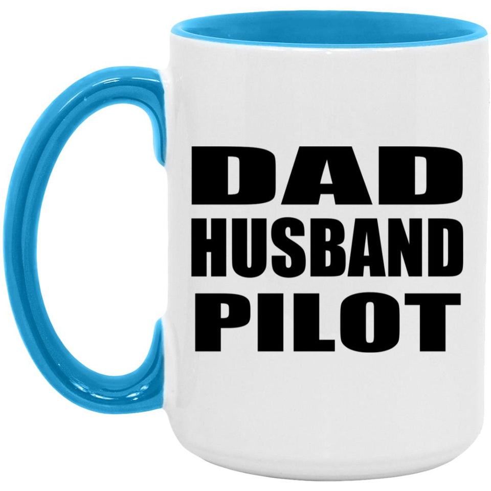 Dad Husband Pilot - 15oz Accent Mug Blue