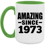 51st Birthday Amazing Since 1973 - 15oz Accent Mug Green