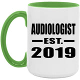 Audiologist Established EST. 2019 - 15oz Accent Mug Green