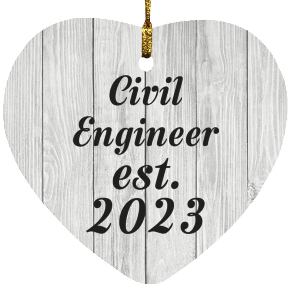 Civil Engineer Established Est. 2023 - Heart Ornament F