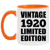104th Birthday Vintage 1920 Limited Edition - 11oz Accent Mug Orange