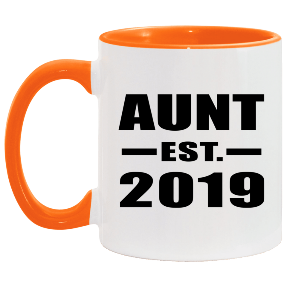 Aunt Established EST. 2019 - 11oz Accent Mug Orange