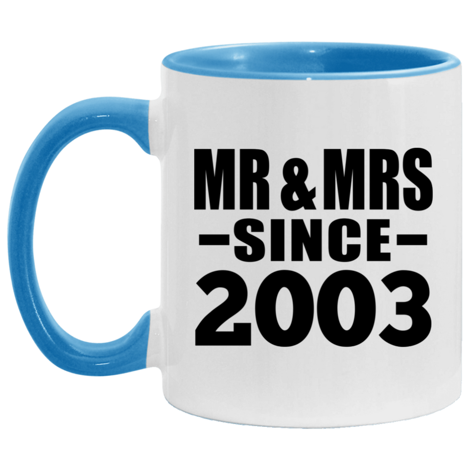 21st Anniversary Mr & Mrs Since 2003 - 11oz Accent Mug Blue
