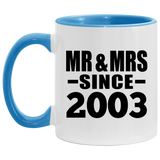 21st Anniversary Mr & Mrs Since 2003 - 11oz Accent Mug Blue