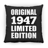 77th Birthday Original 1947 Limited Edition - Throw Pillow Black