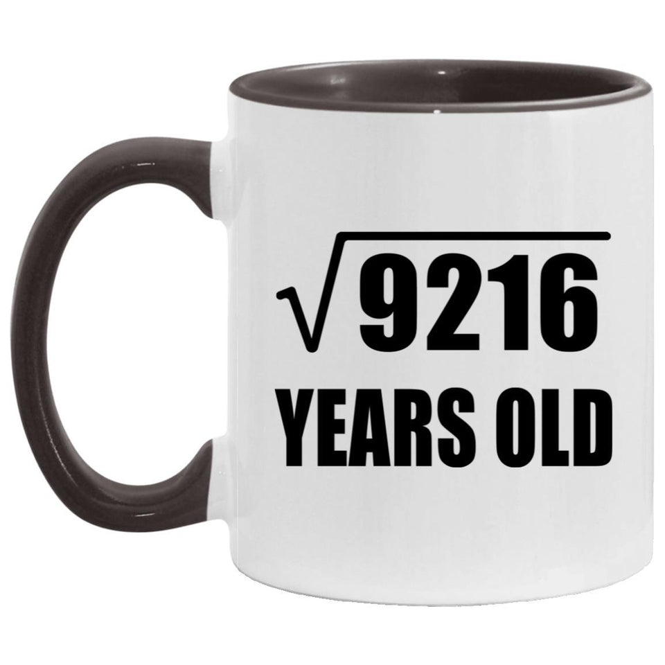 96th Birthday Square Root of 9216 Years Old - 11oz Accent Mug Black