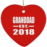 Granddad Established EST. 2018 - Heart Ornament