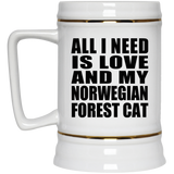 All I Need Is Love And My Norwegian Forest Cat - Beer Stein