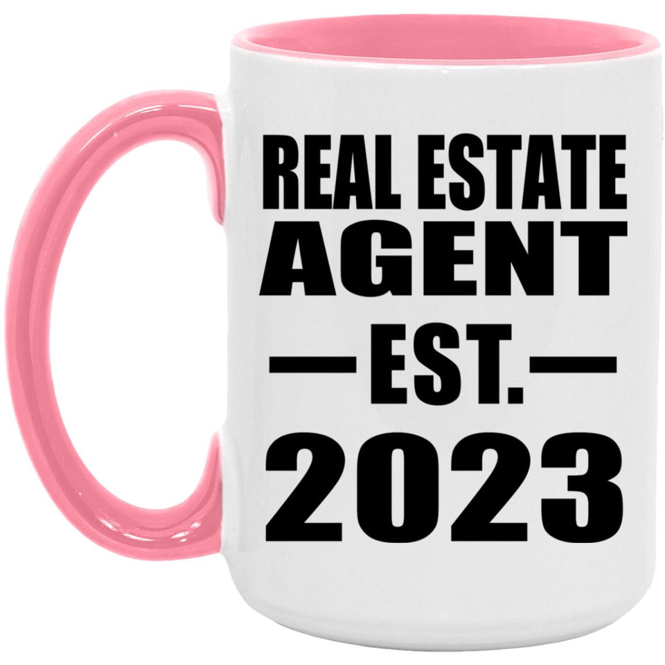 Real Estate Agent Established EST. 2023 - 15oz Accent Mug Pink