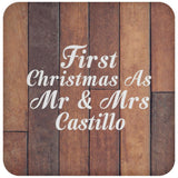 First Christmas As Mr & Mrs Castillo - Drink Coaster E