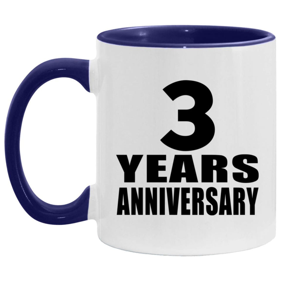 3rd Anniversary 3 Years - 11oz Accent Mug Purple