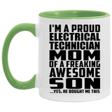 Proud Electrical Technician Mom Of Awesome Son - 11oz Accent Mug Green