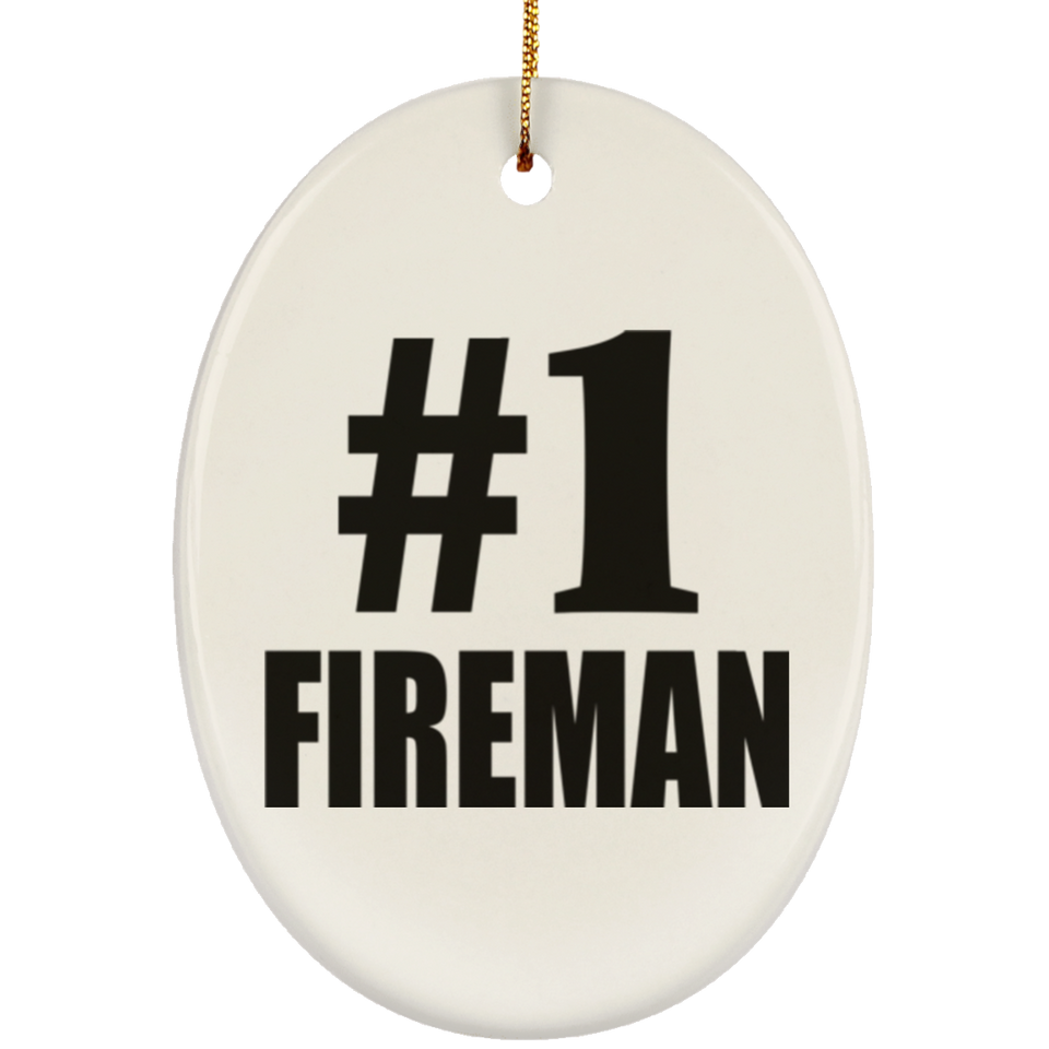 Number One #1 Fireman - Oval Ornament