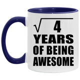 2nd Birthday Square Root Of 4 Years Of Being Awesome - 11oz Accent Mug Purple