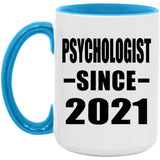 Psychologist Since 2021 - 15oz Accent Mug Blue