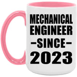 Mechanical Engineer Since 2023 - 15oz Accent Mug Pink