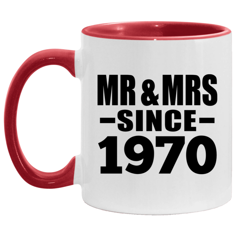 54th Anniversary Mr & Mrs Since 1970 - 11oz Accent Mug Red