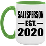 Salesperson Established EST. 2020 - 15oz Accent Mug Green