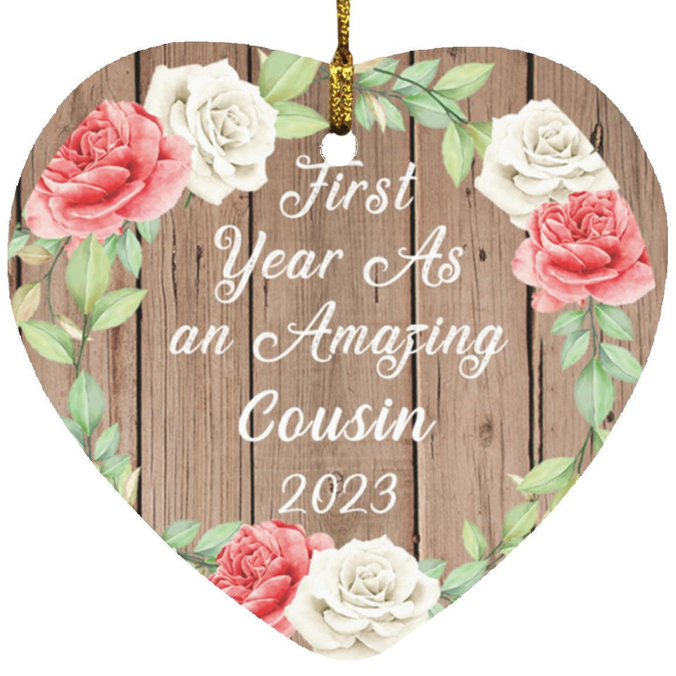 First Year As An Amazing Cousin 2023 - Heart Ornament B