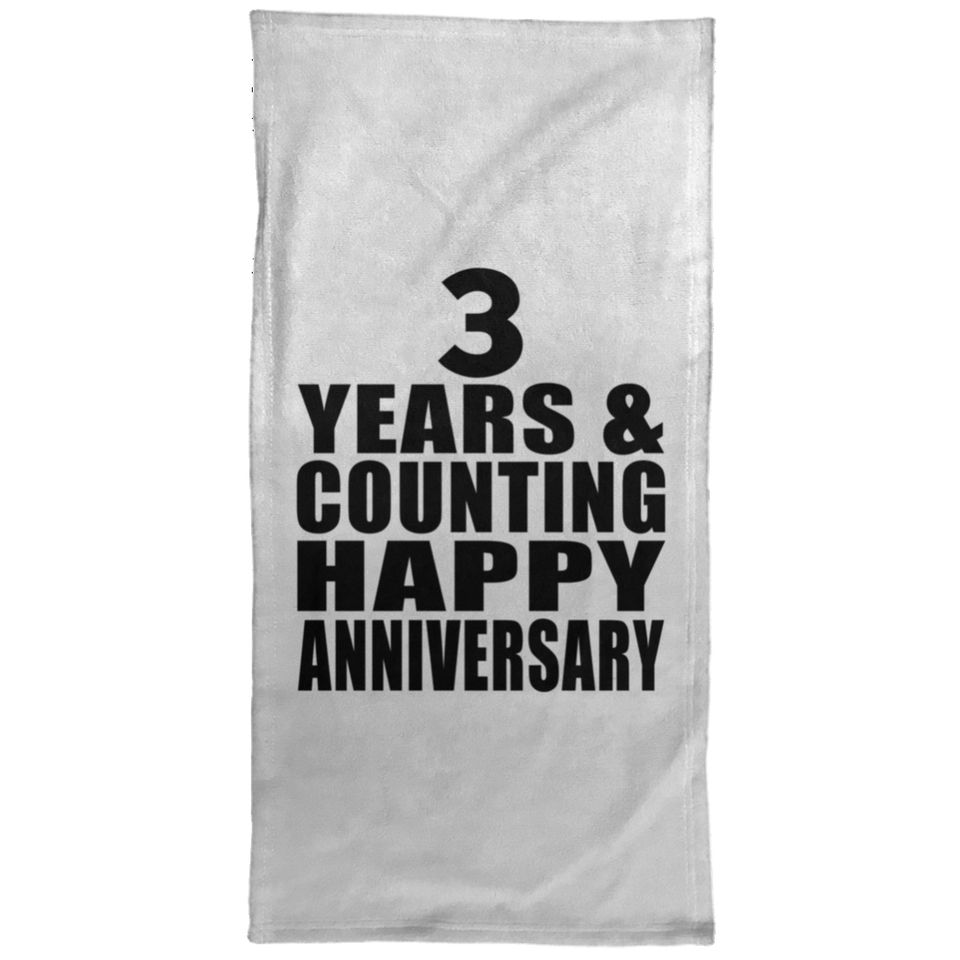 Happy 3rd Anniversary 3 Years & Counting - Hand Towel