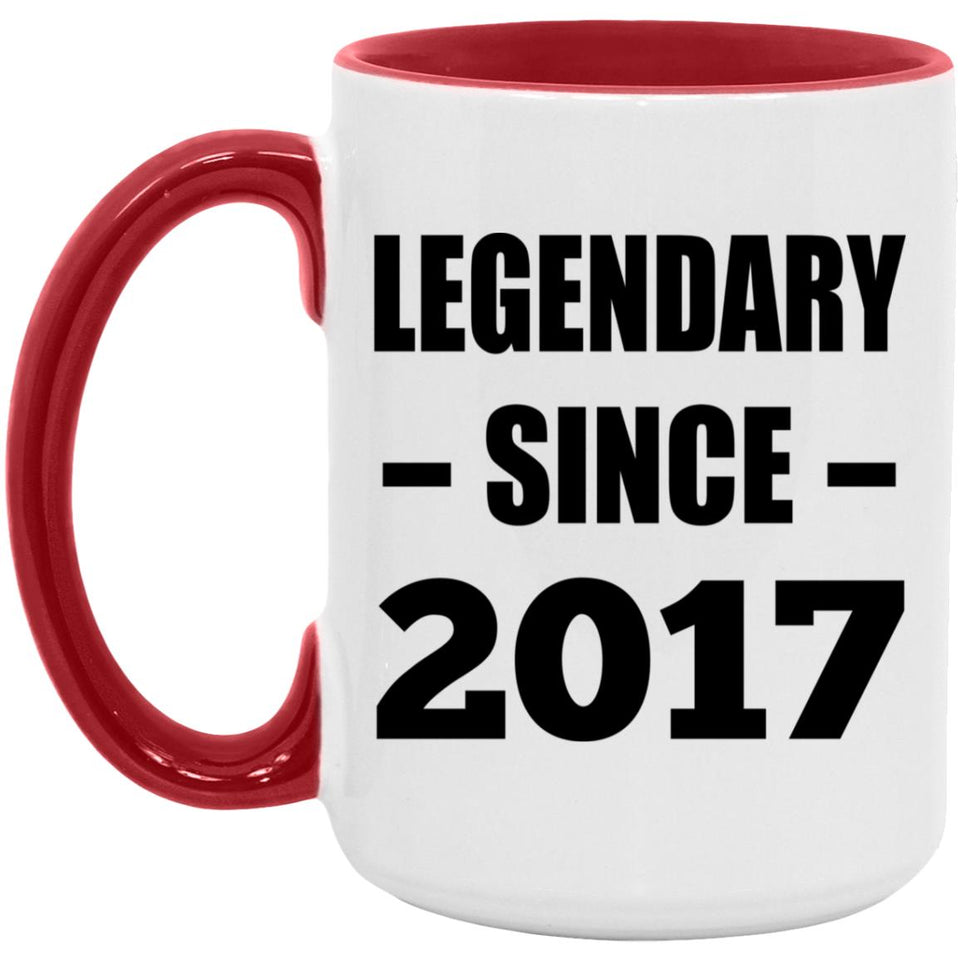 7th Birthday Legendary Since 2017 - 15oz Accent Mug Red