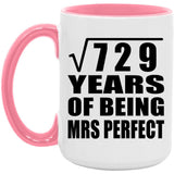 27th Anniversary Square Root of 729 Years of Mrs Perfect - 15oz Accent Mug Pink
