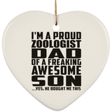 Proud Zoologist Dad Of Awesome Son - Heart Ornament